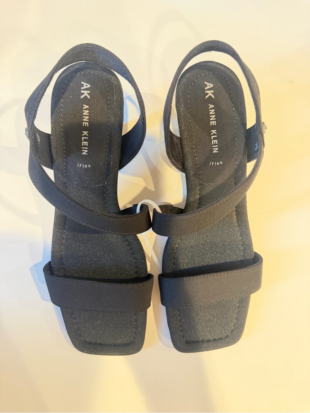 Anne Klein Black Square-Toe Slingback Heels Size 8